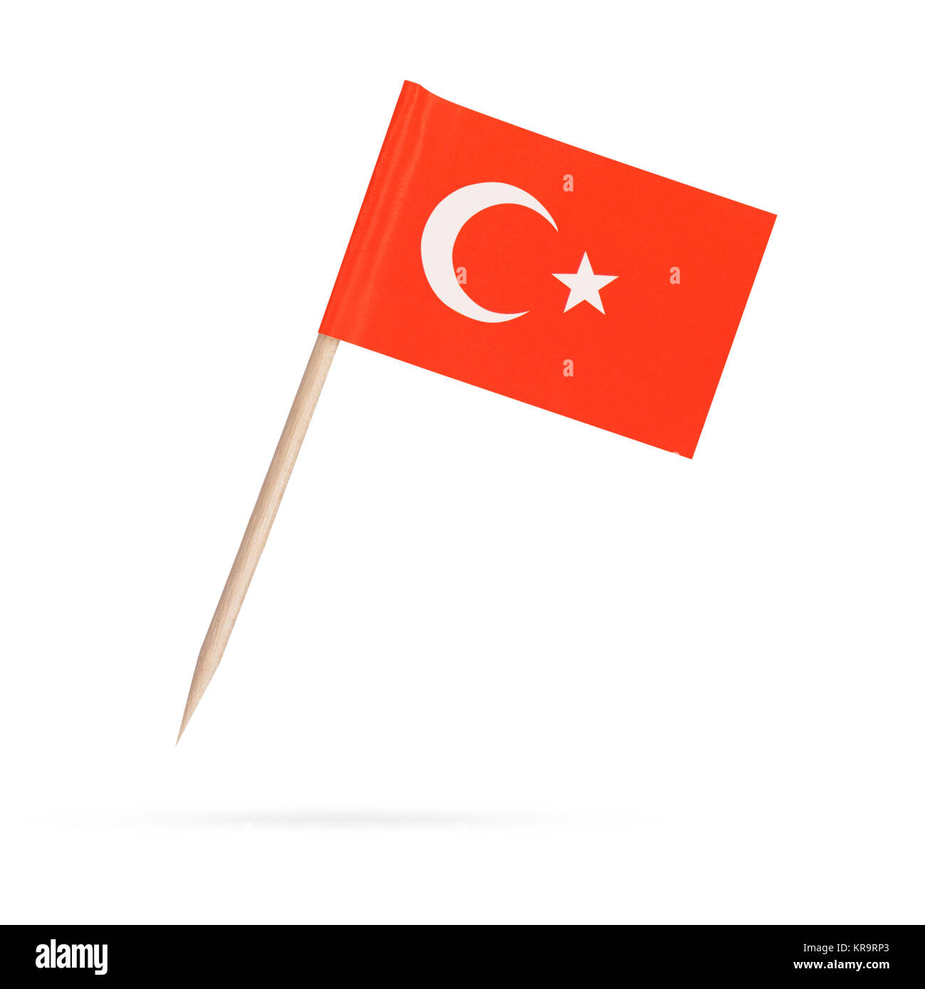 Drapeau miniature de la Turquie. Isolé sur fond blanc Banque D'Images