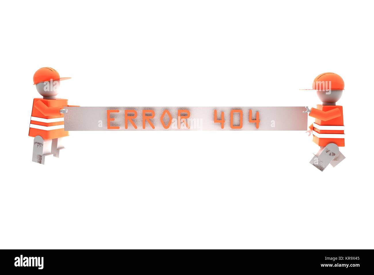 Travailleurs en possession d'une bannière avec les mots erreur 404 Banque D'Images