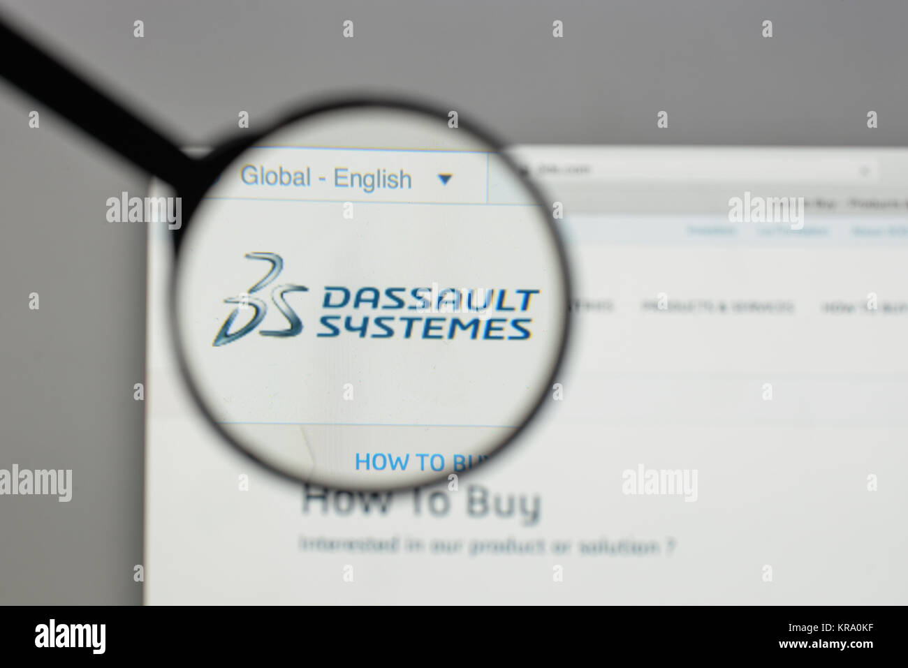 Milan, Italie - 10 août 2017 : Dassault Systèmes logo sur la page d'accueil du site. Banque D'Images