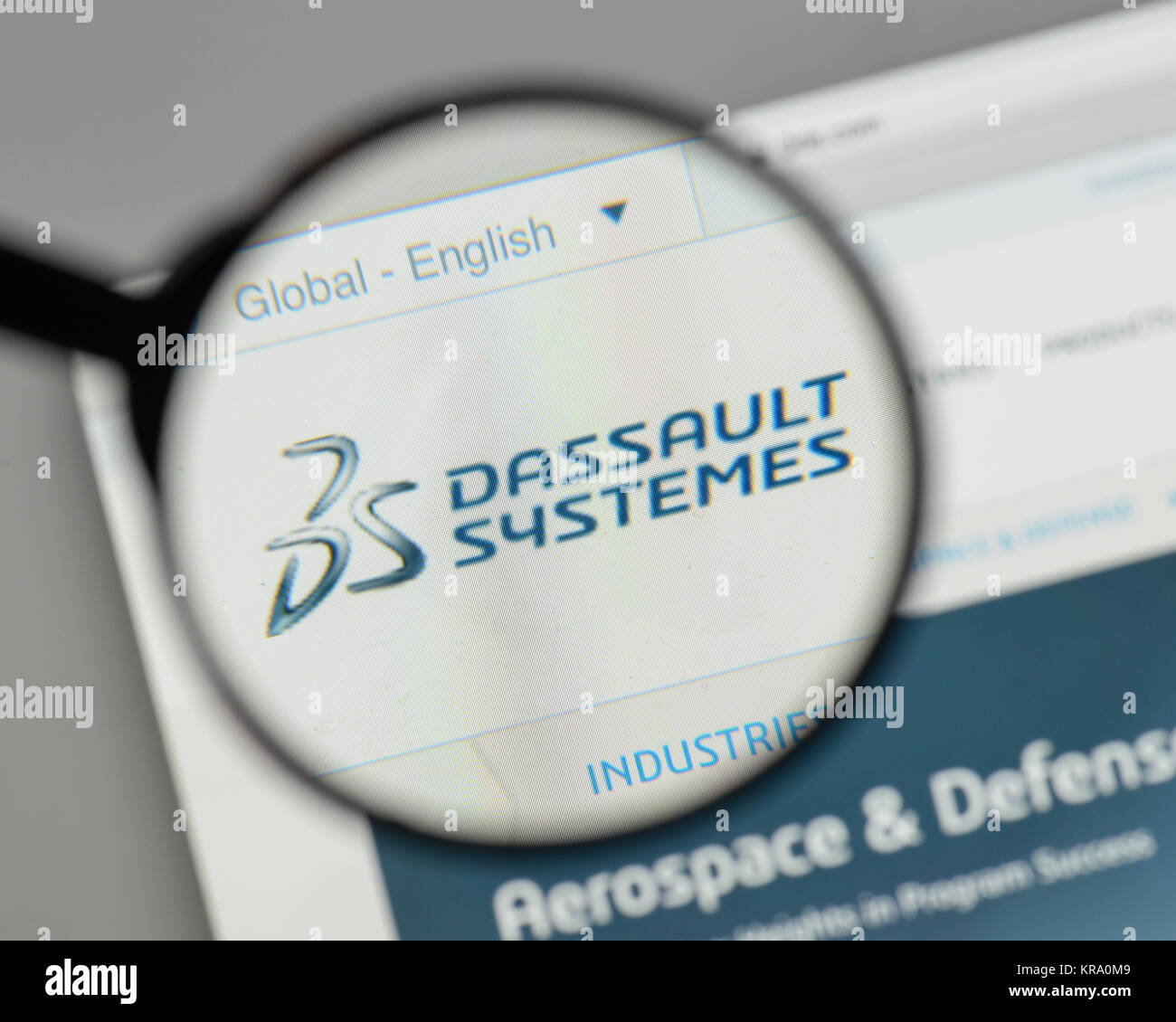 Milan, Italie - 10 août 2017 : Dassault Systèmes logo sur la page d'accueil du site. Banque D'Images