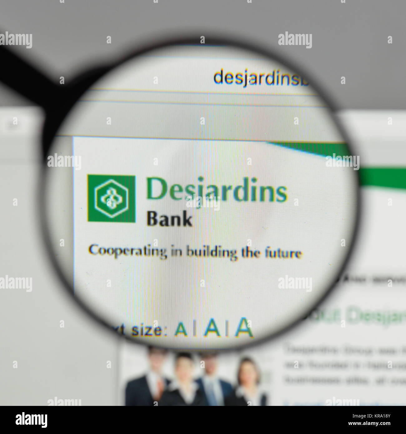 Milan, Italie - 10 août 2017 Desjardins : le logo sur la page d'accueil du site. Banque D'Images