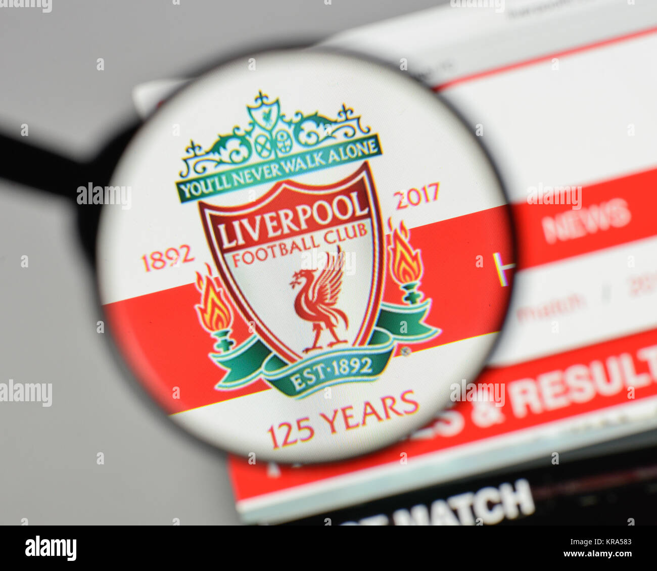 Milan, Italie - 10 août 2017 : Liverpool FC logo sur la page d'accueil du site. Banque D'Images