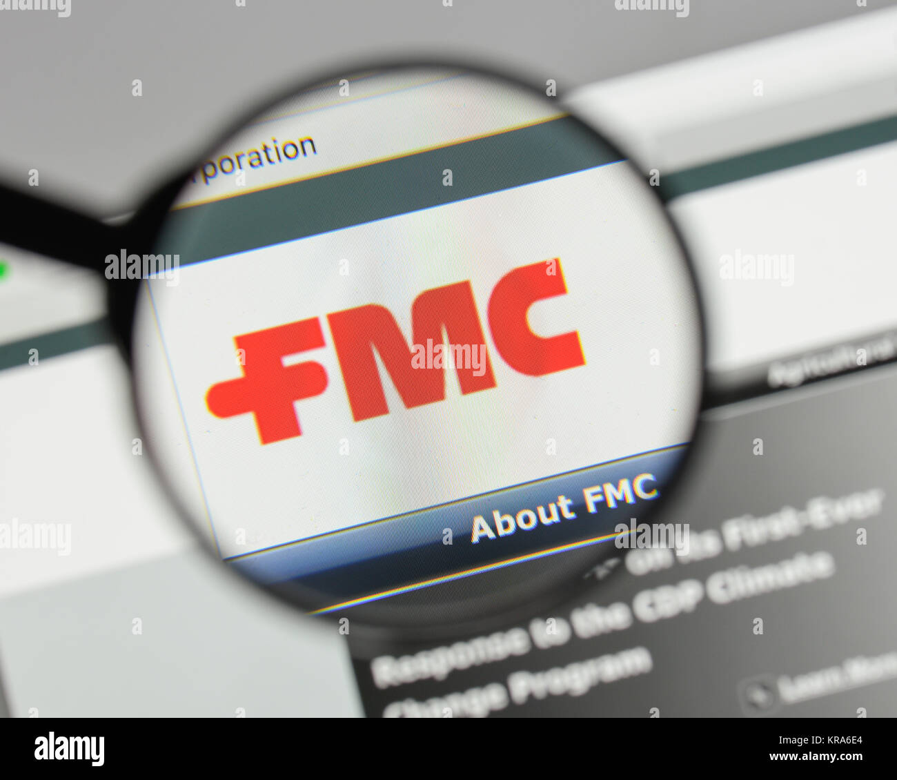 Milan, Italie - 10 août 2017 : FMC logo sur la page d'accueil du site. Banque D'Images