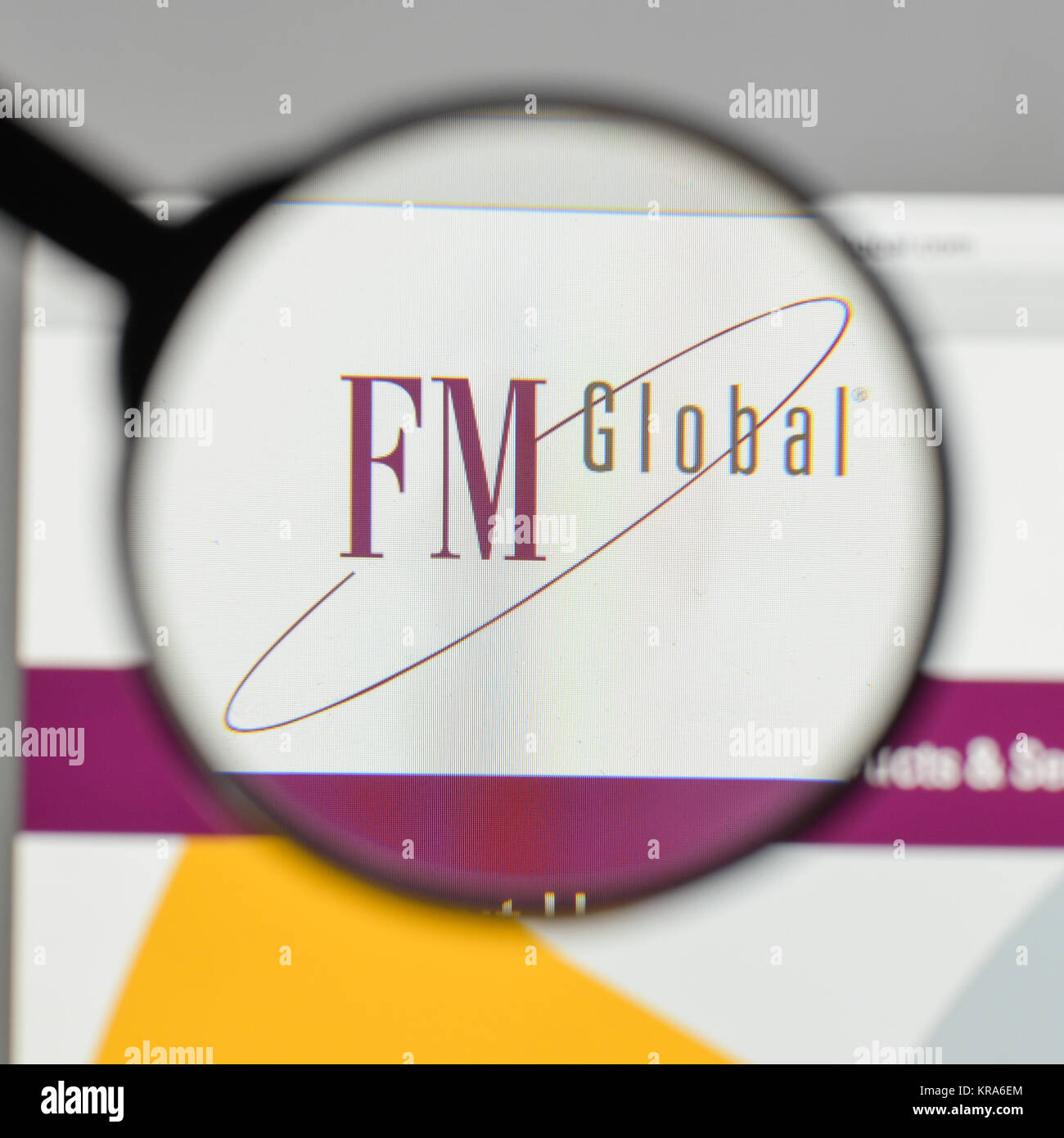 Milan, Italie - 10 août 2017 : le logo de FM Global sur la page d'accueil du site. Banque D'Images