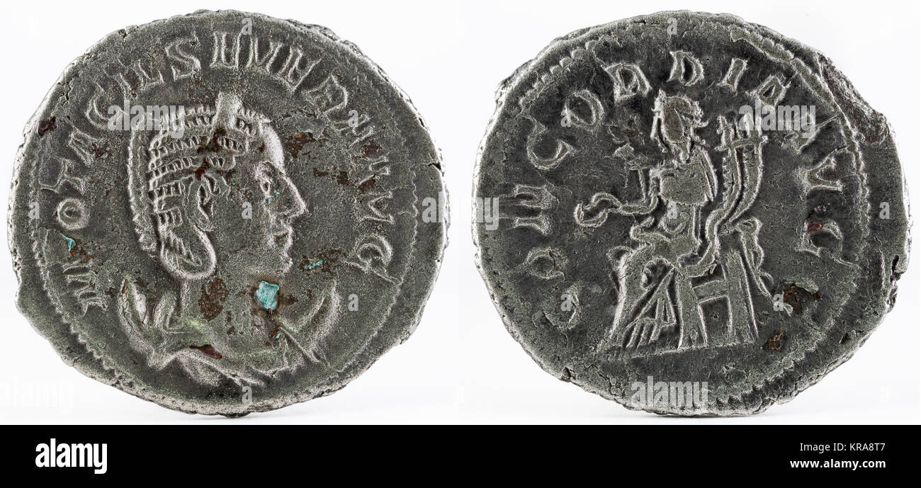 Ancienne cité romaine antoninien médaille d'Otacilia Severa. Le cuivre et  l'argent Photo Stock - Alamy
