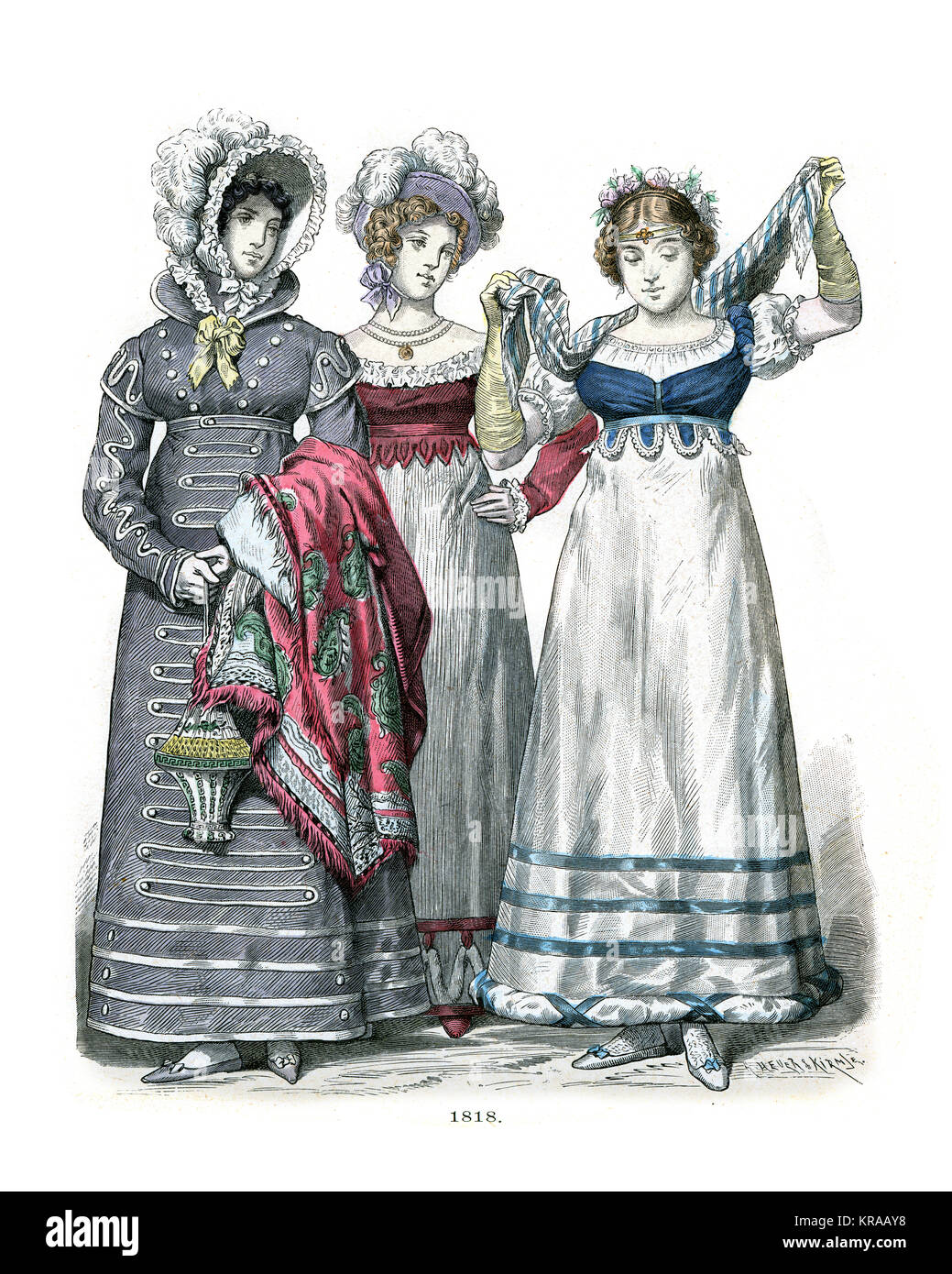 Womens fashions du début du 19ème siècle Banque D'Images