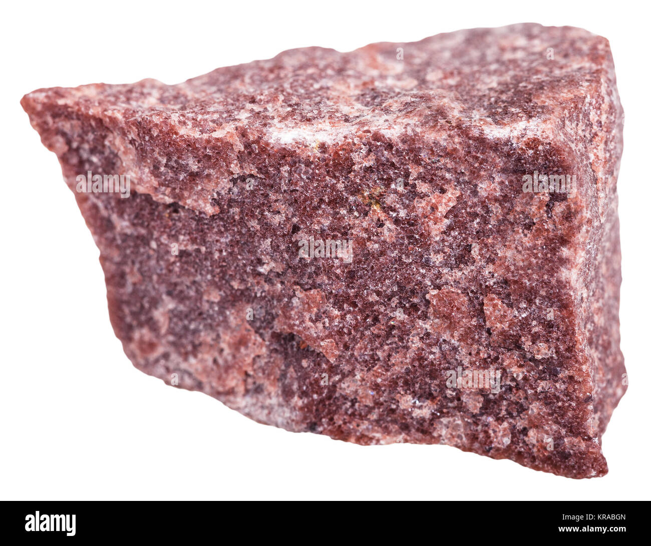 Quartzite rouge minéral isolated on white Banque D'Images