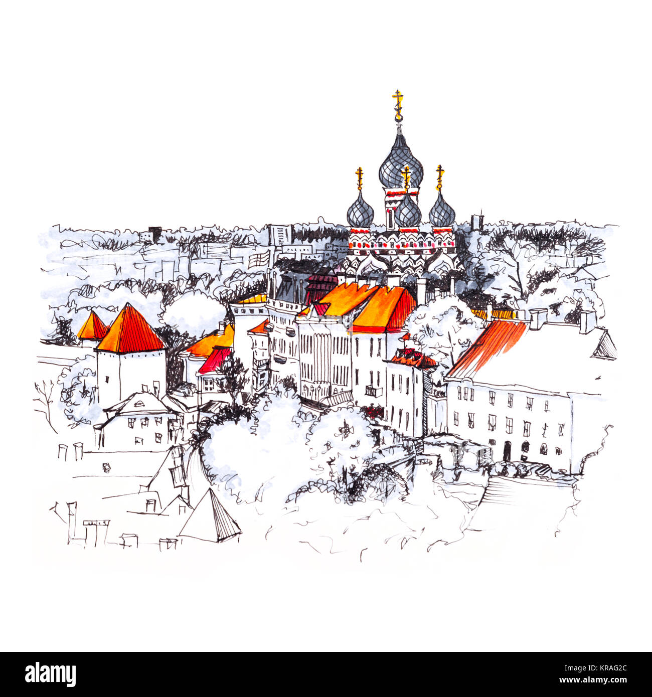 Vue aérienne de la vieille ville, Tallinn, Estonie Banque D'Images