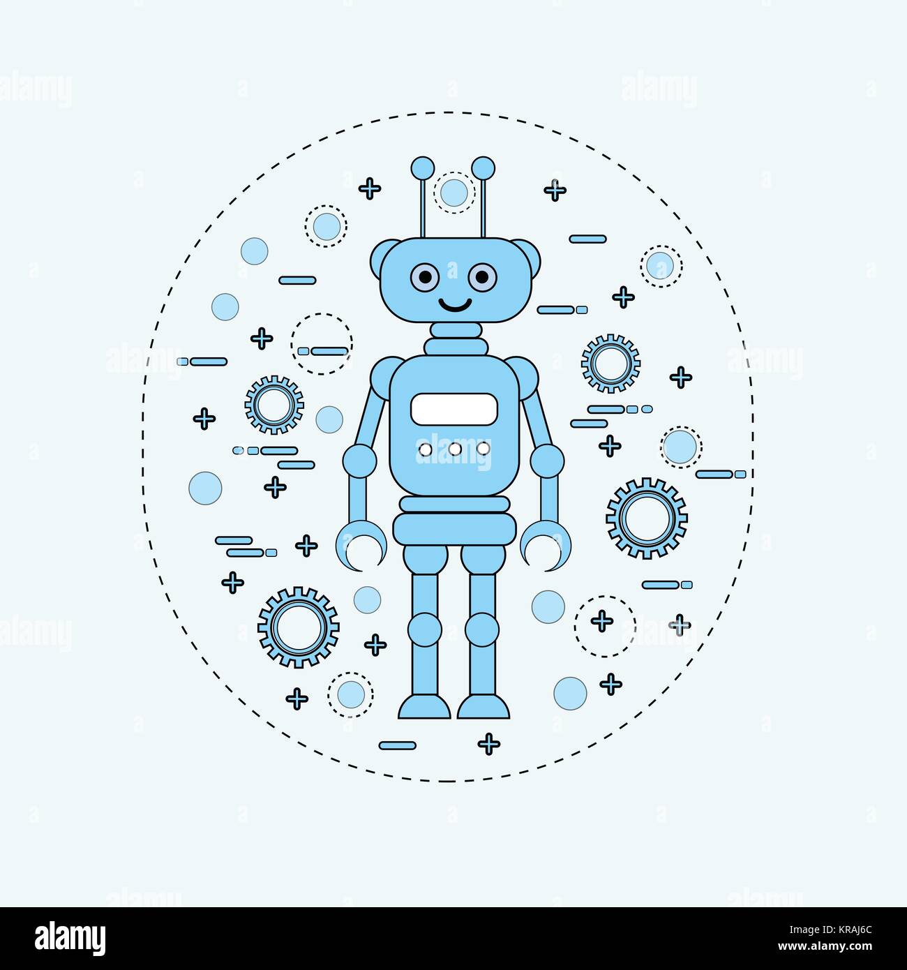 Cute Cartoon Caractère Vintage Robot robotique icône Illustration de Vecteur