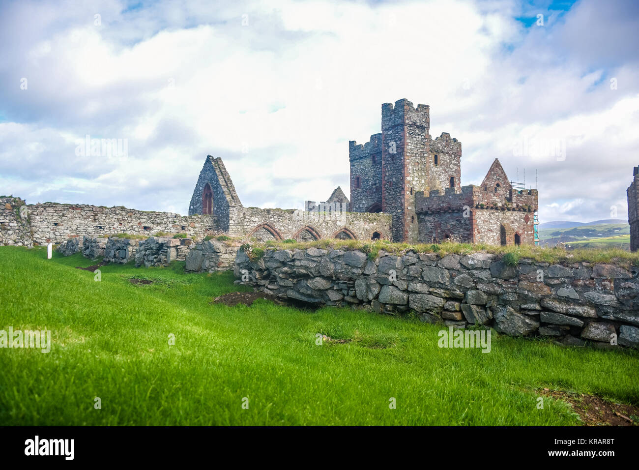 Château construit par les Vikings Peel Peel en ville dans l'île de Man Banque D'Images