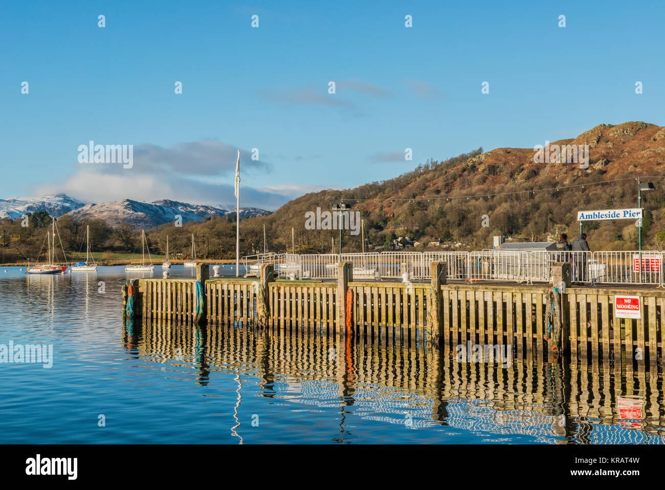 La jetée de Waterhead, Ambleside, Lake District en hiver Banque D'Images