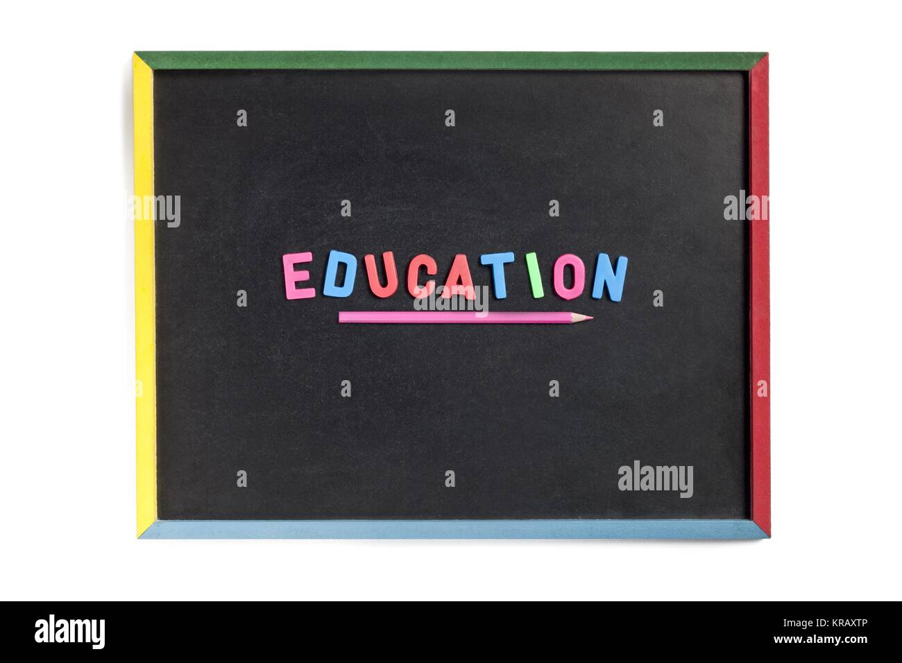 Tableau noir avec crayon Banque D'Images