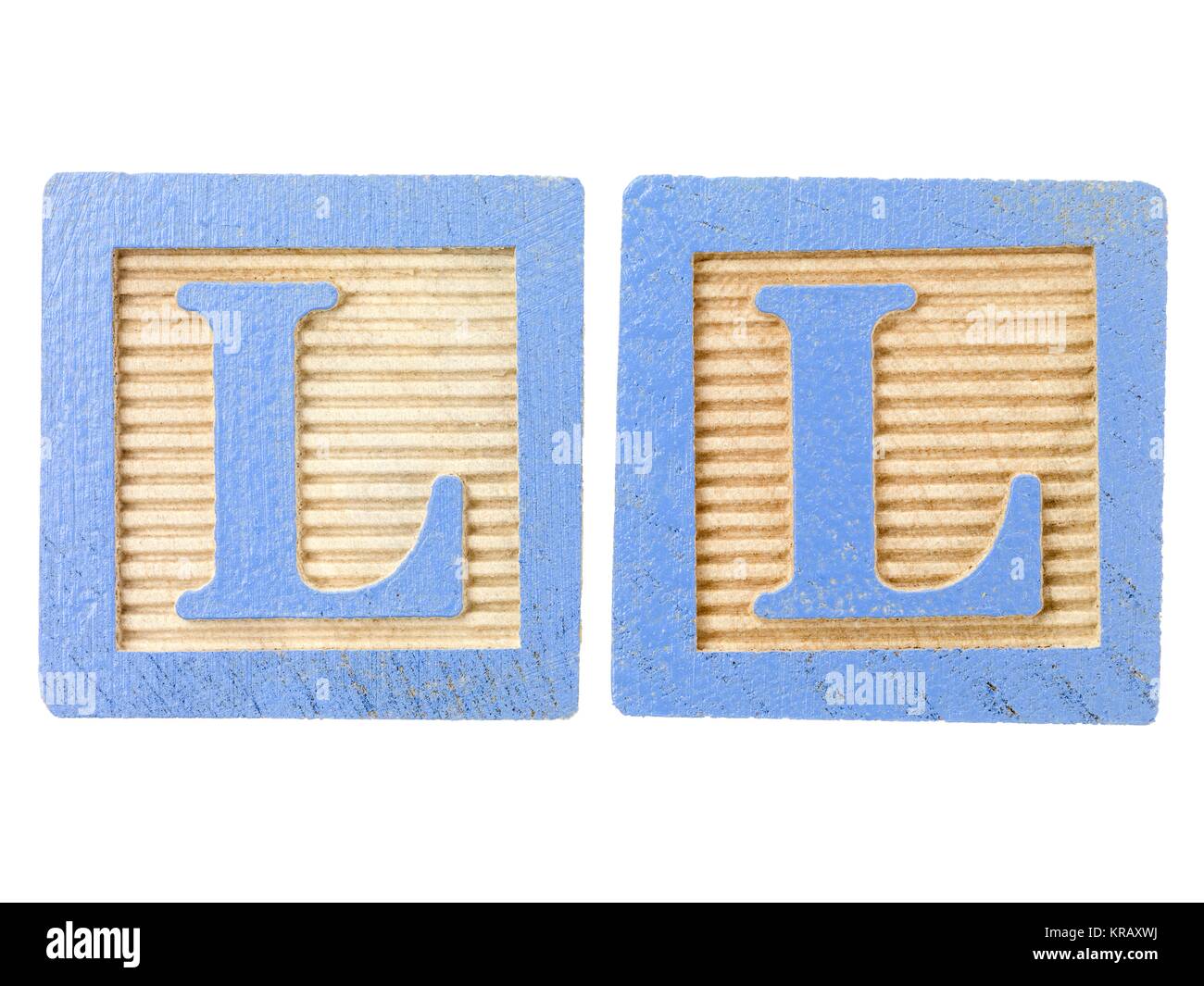 Avec l'alphabet cubes bleus Banque D'Images