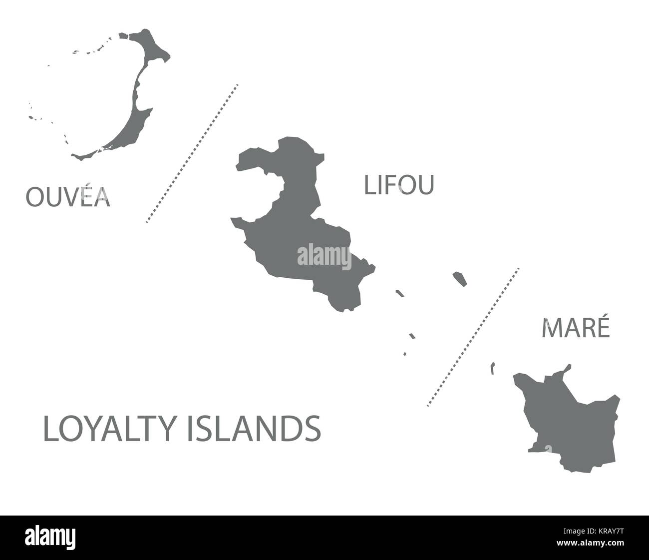 Carte Des Iles Loyaute De La Nouvelle Caledonie Gris Illustration Forme Silhouette Image Vectorielle Stock Alamy