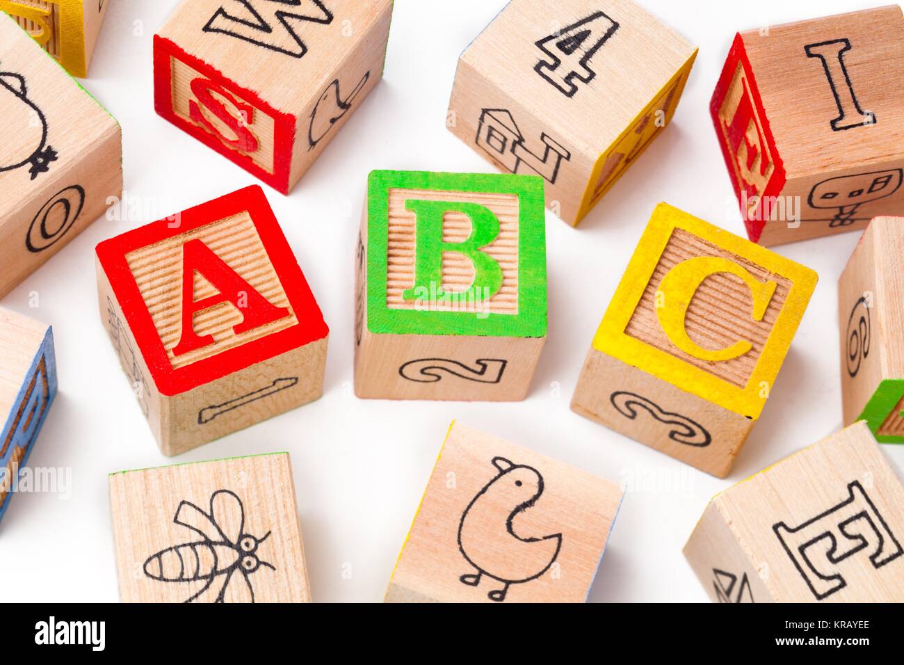 Cubes de jeu coloré d'alphabets abc Banque D'Images