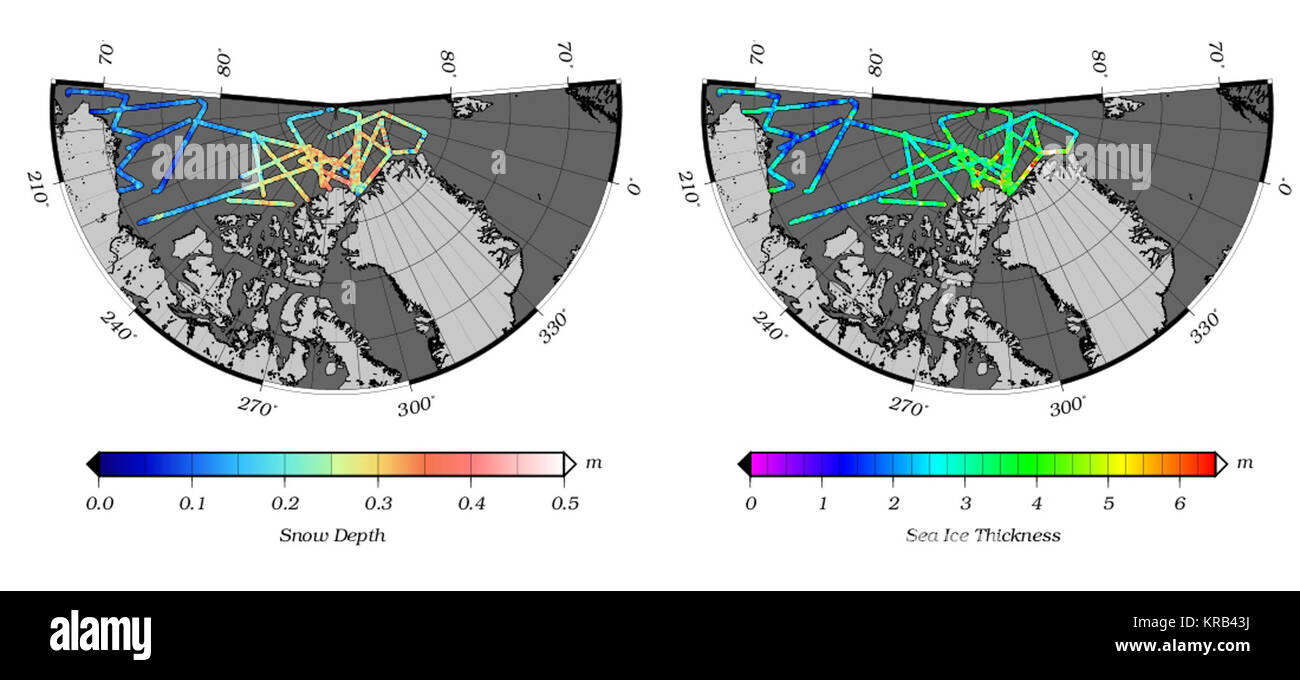 La profondeur de la neige et l'épaisseur de la glace de mer données du new-look rapide produit de données Banque D'Images