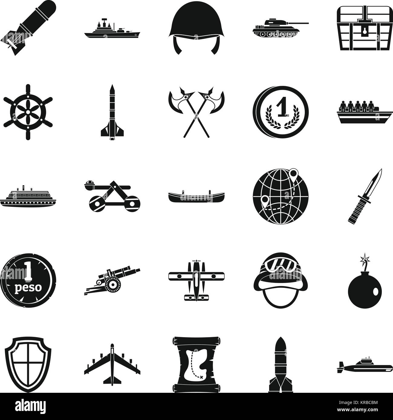 Icons set combatif, le style simple Illustration de Vecteur