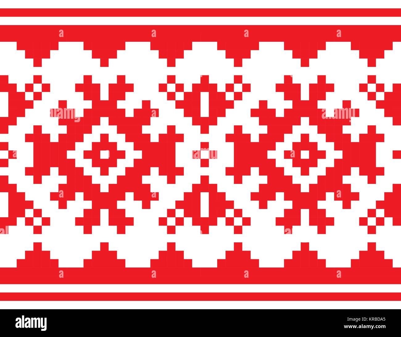 Scandinavian, pays nordiques, modèle sans couture ceinture vecteur long Laponie folk rouge art design, samis broderie traditionnelle Illustration de Vecteur