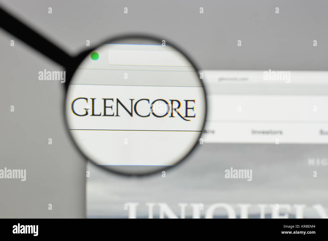 Milan, Italie - 10 août 2017 : Glencore logo sur la page d'accueil du site. Banque D'Images