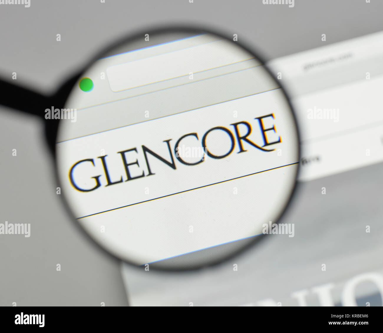 Milan, Italie - 10 août 2017 : Glencore logo sur la page d'accueil du site. Banque D'Images