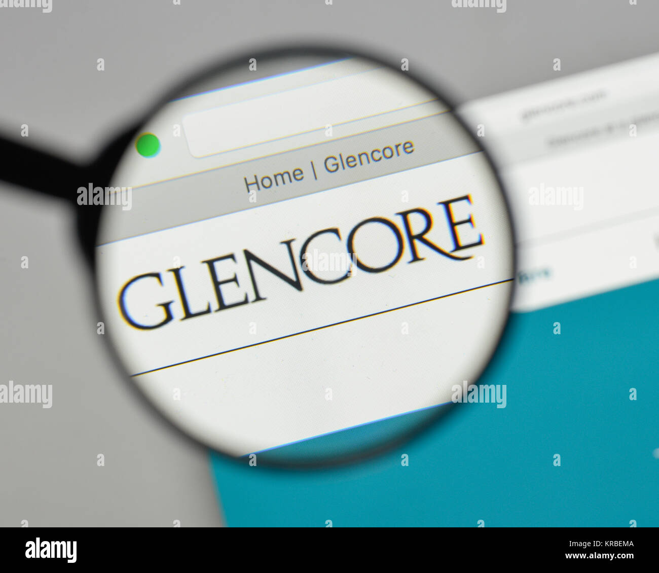 Milan, Italie - 10 août 2017 : Glencore logo sur la page d'accueil du site. Banque D'Images