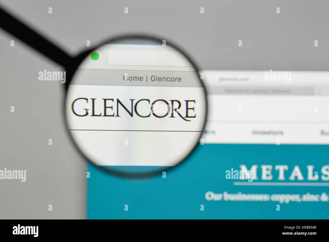Milan, Italie - 10 août 2017 : Glencore logo sur la page d'accueil du site. Banque D'Images