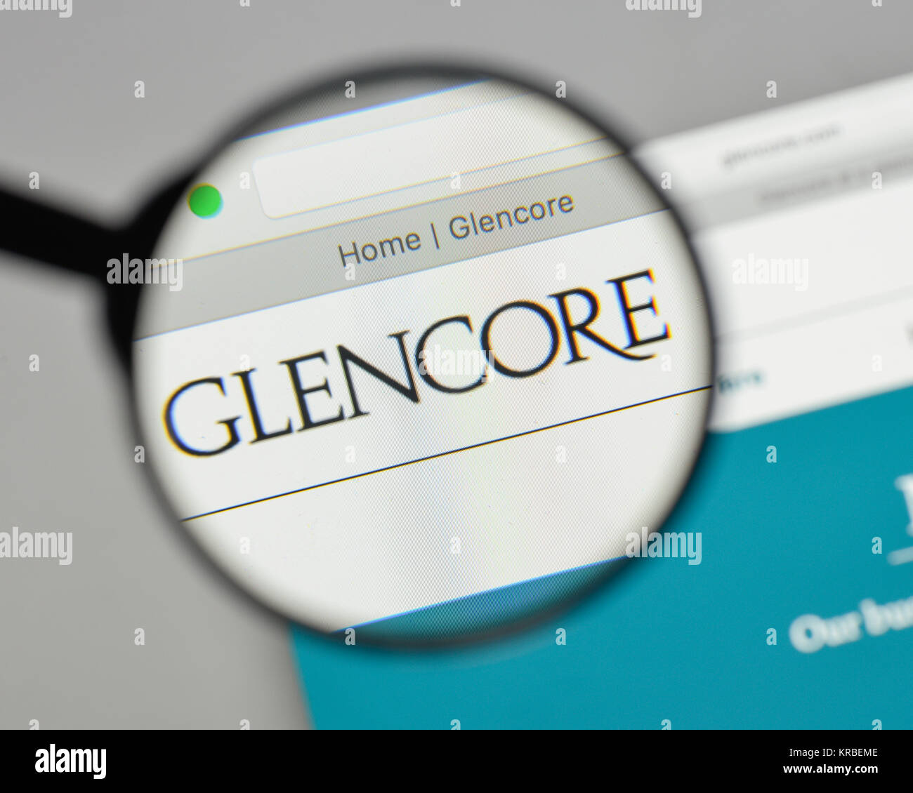 Milan, Italie - 10 août 2017 : Glencore logo sur la page d'accueil du site. Banque D'Images