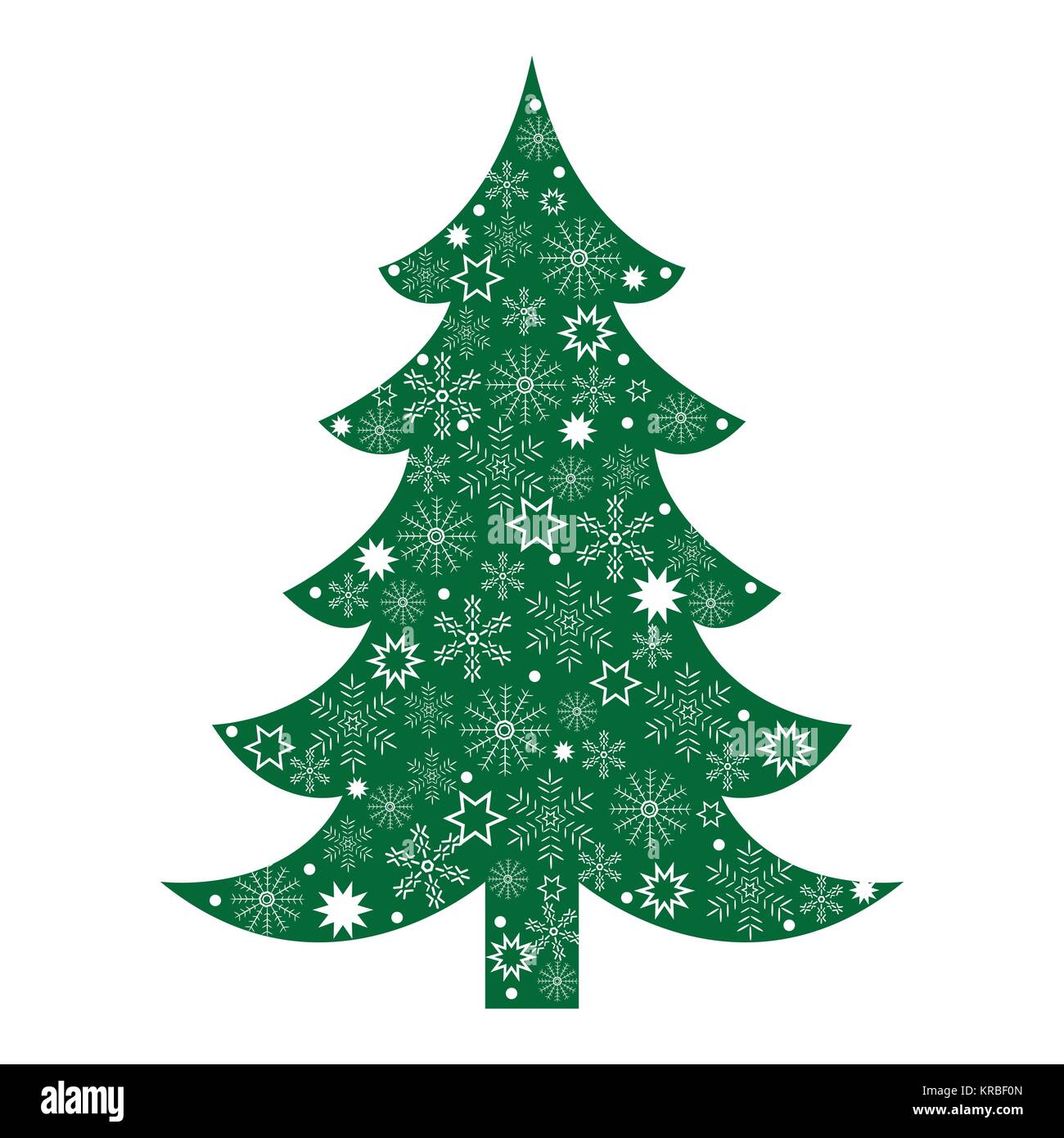 Arbre de Noël vert et blanc sur fond uni Illustration de Vecteur