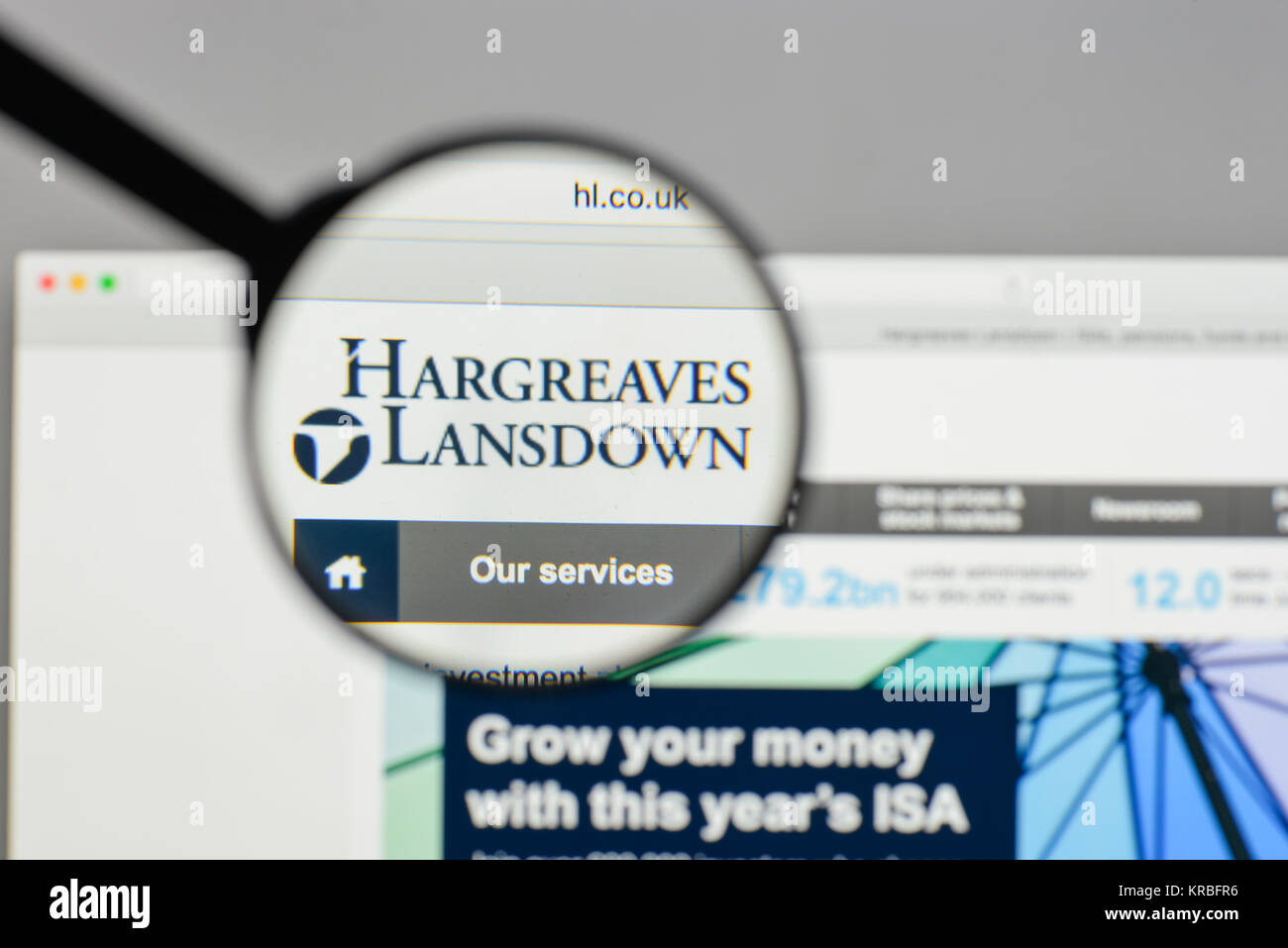 Milan, Italie - 10 août 2017 : Hargreaves Lansdown logo sur la page d'accueil du site. Banque D'Images