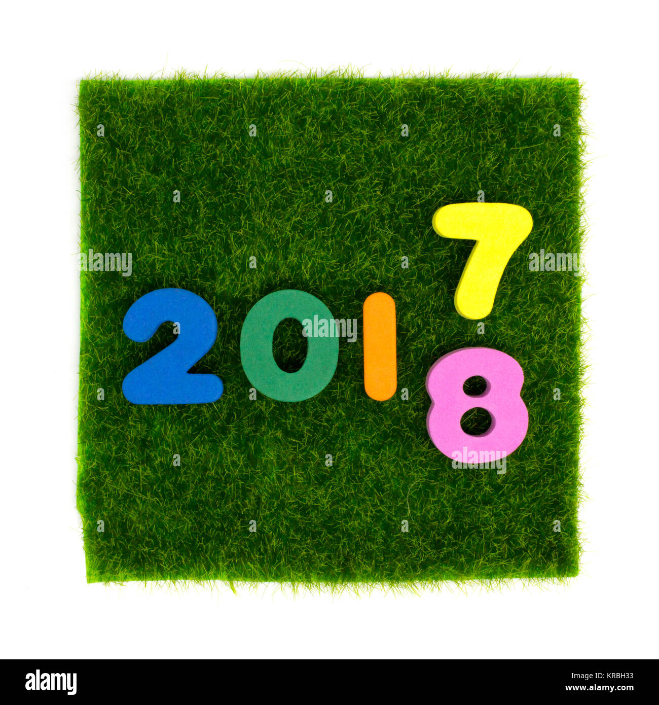 2017 - 2018 Chiffre pas de place de l'herbe verte Banque D'Images