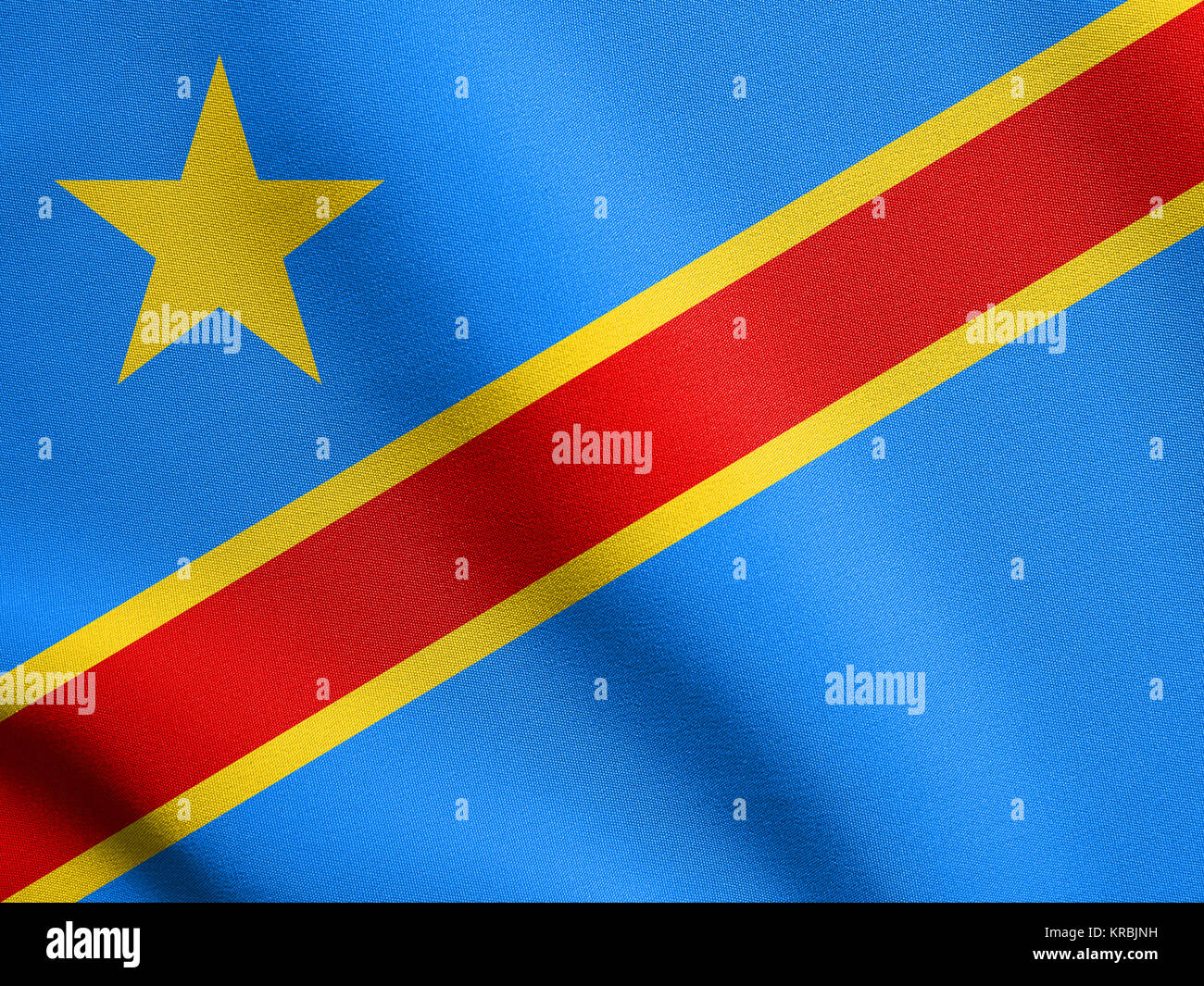 Drapeau de la République démocratique du Congo en agitant avec texture tissu Banque D'Images