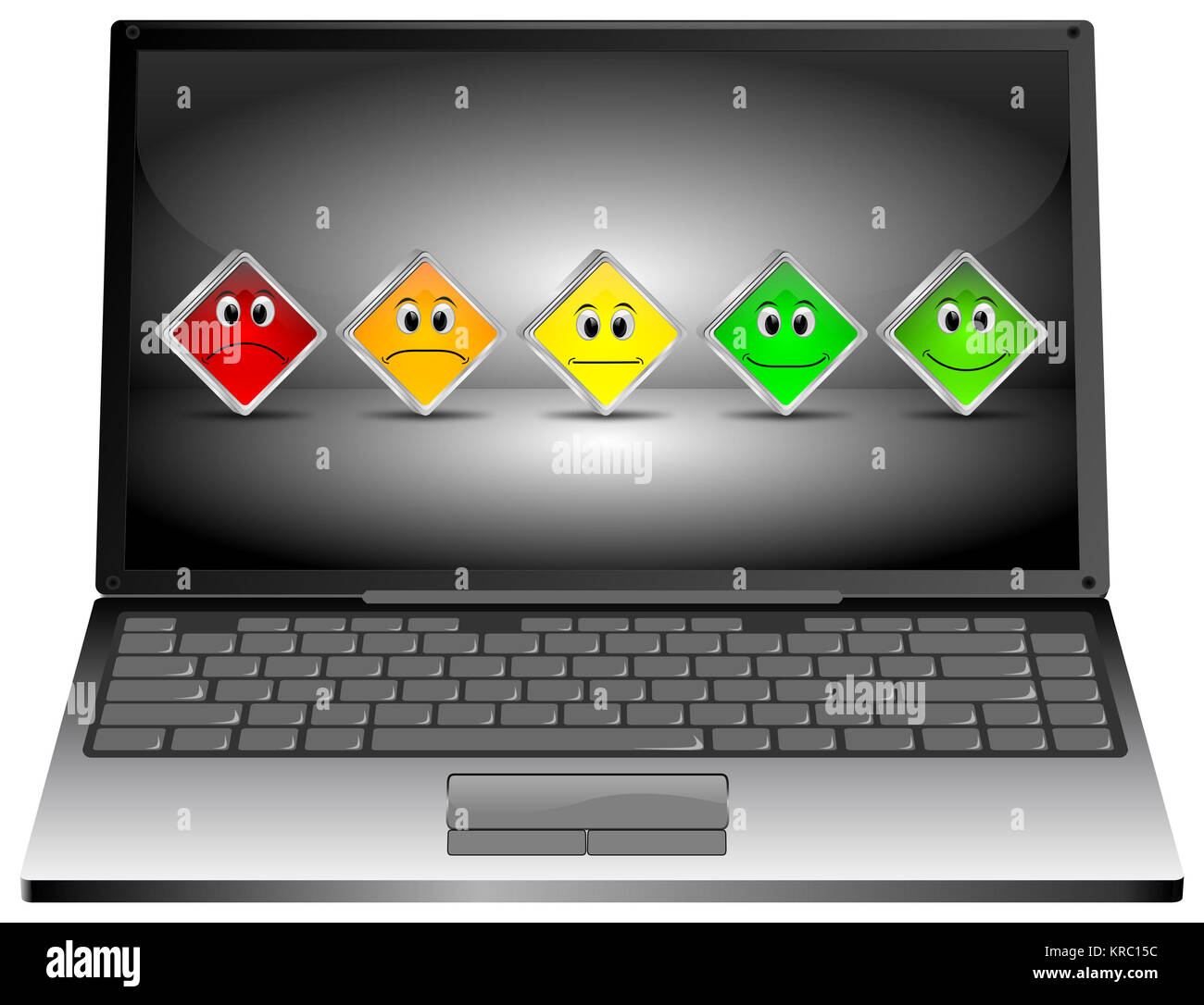 Ordinateur portable avec boutons de vote - 3D illustration Banque D'Images