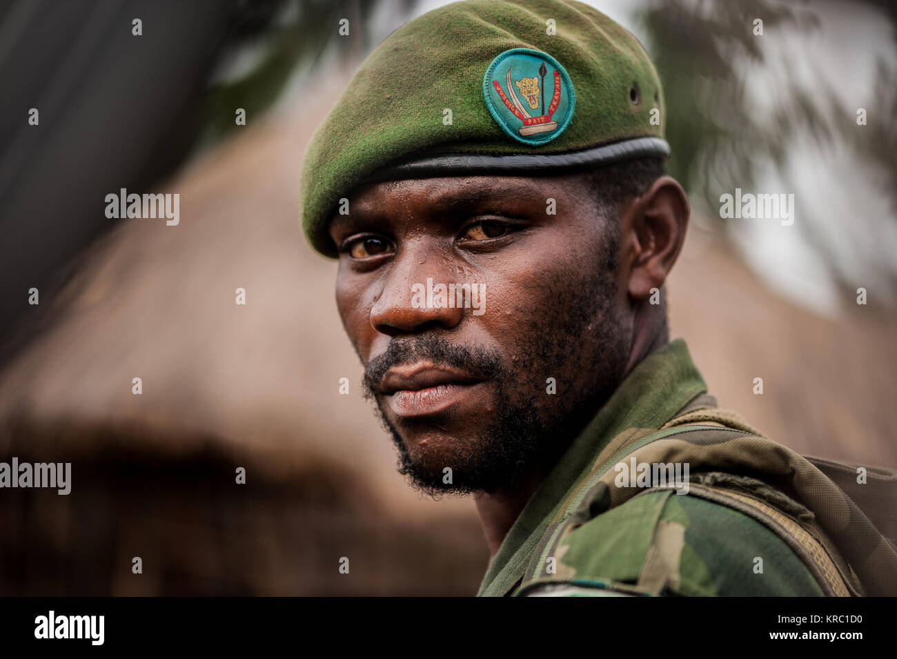 Un commando des FARDC dans le parc national des Virunga en RDC au cours des opérations contre les milices FDLR Banque D'Images