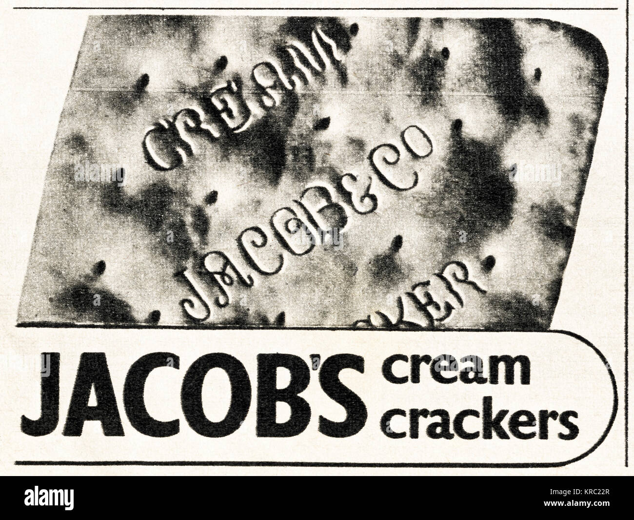 1940 old vintage publicité publicité originale Jacob's cream crackers dans circa 1947 magazine quand les stocks étaient encore limitée au titre de rationnement de l'après-guerre Banque D'Images