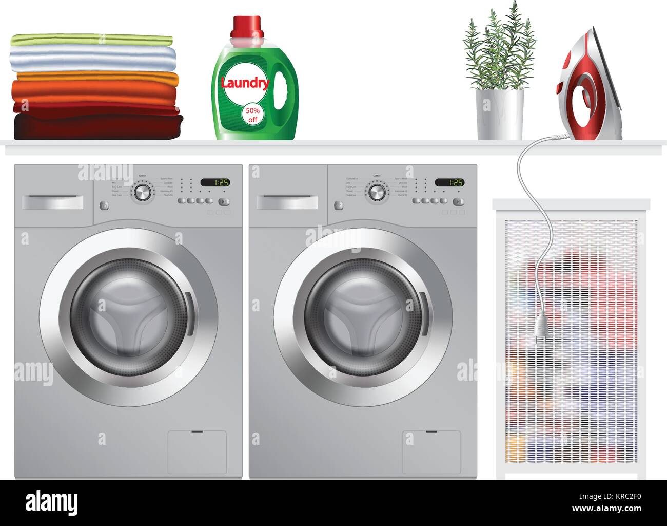Lave-linge dans buanderie moderne Illustration de Vecteur