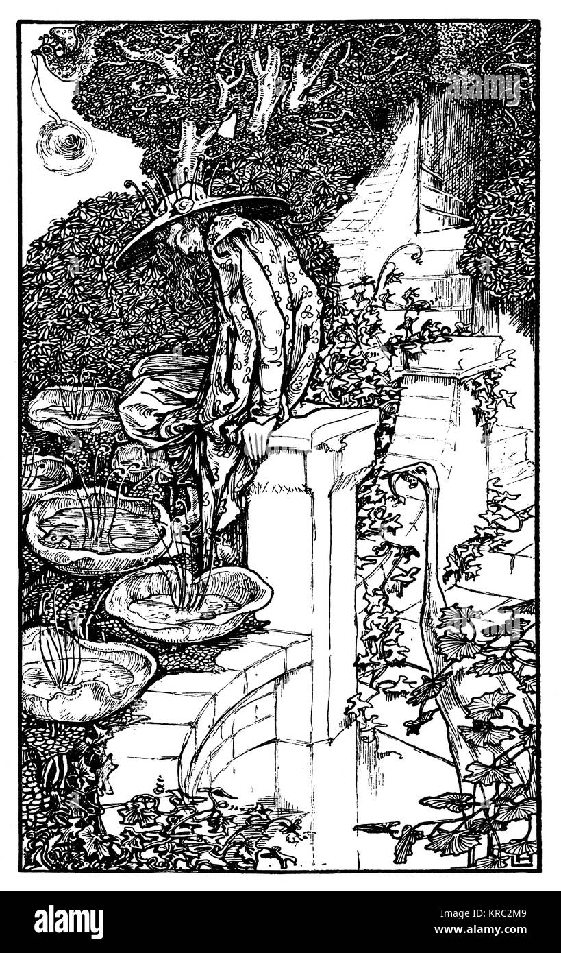 1894 Illustration d'une ferme in Fairyland, par l'écrivain et illustrateur Laurence Hausman Banque D'Images