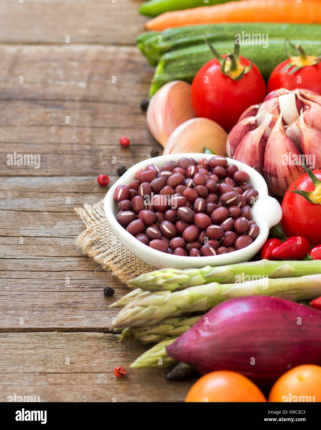 Les légumes et les haricots azuki Banque D'Images