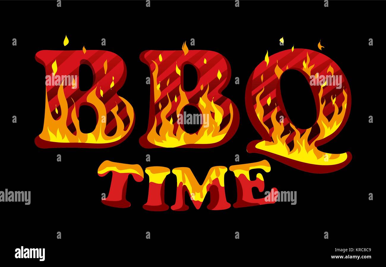 Signe de feu BBQ temps modèle de conception de logo Illustration de Vecteur