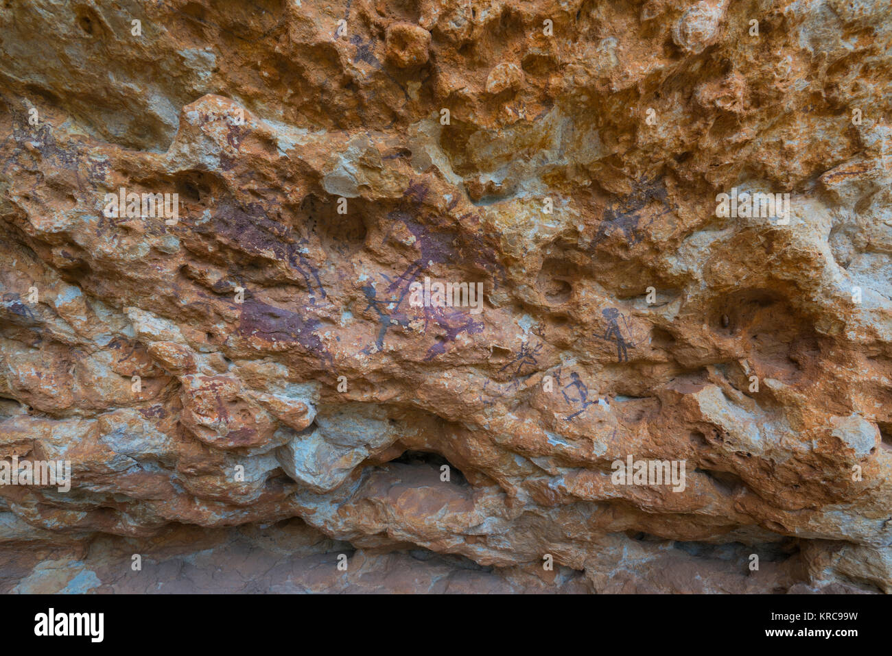 L'Abrics de l'Ermita Rock Art, Ulldecona Village, Terres de l'Ebre, Tarragone, Catalogne, Espagne Banque D'Images