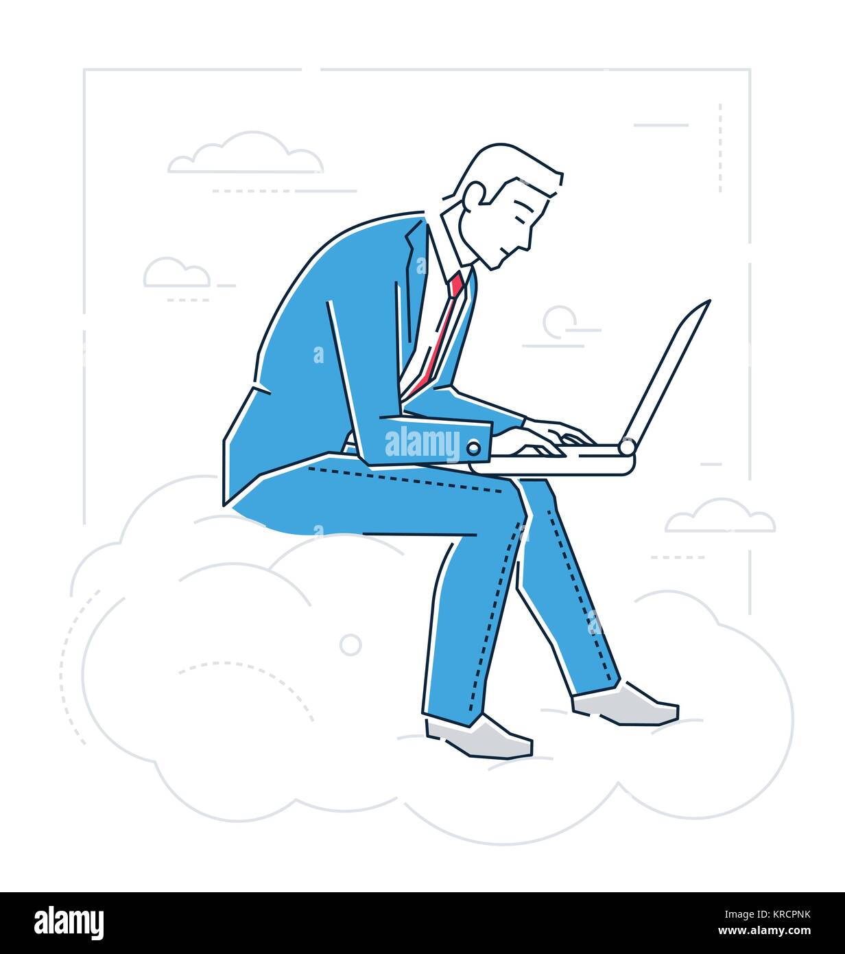 Businessman with a notebook - ligne style design illustration isolé Illustration de Vecteur
