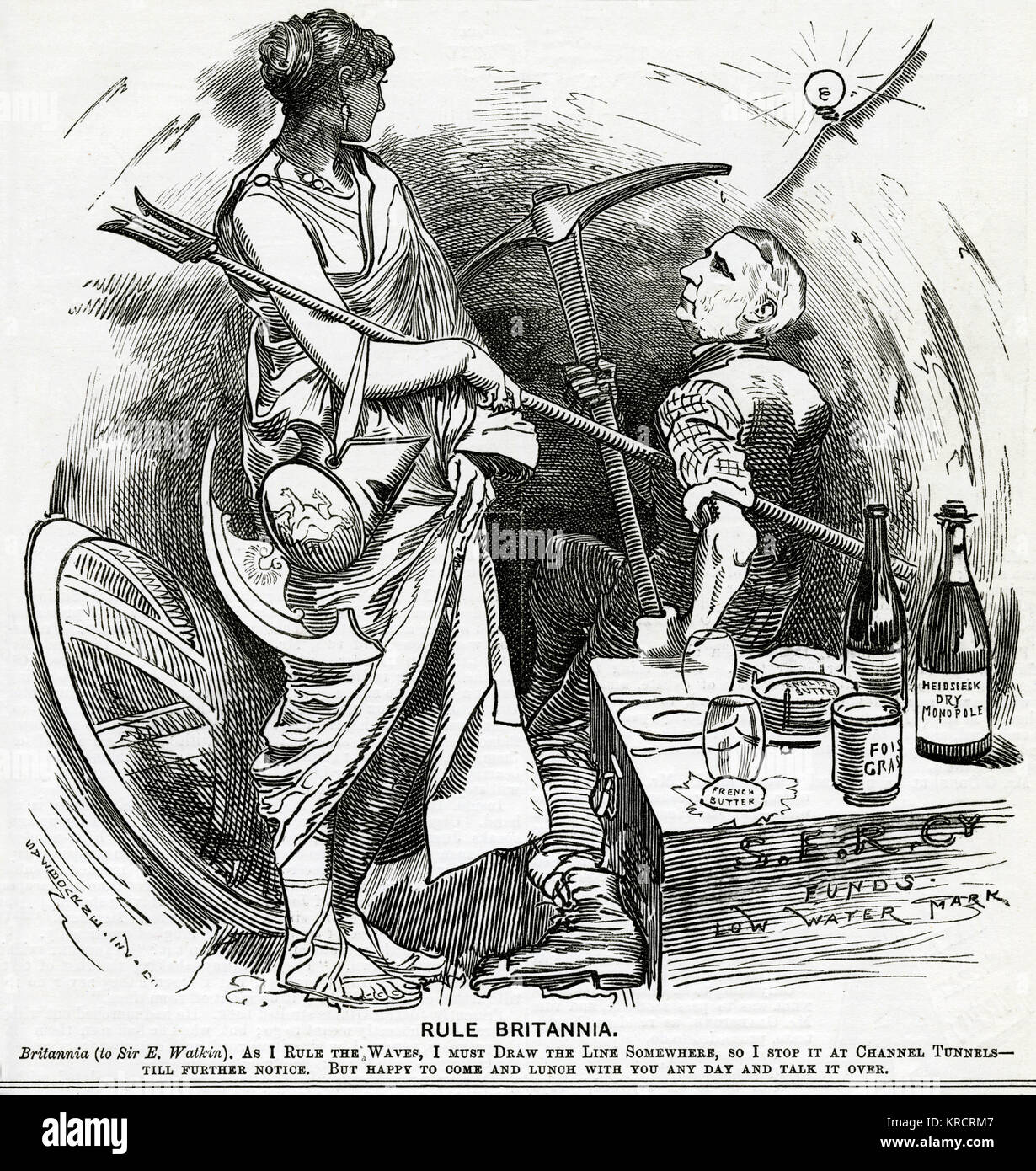 Caricature, Rule Britannia (tunnel sous la Manche) Banque D'Images