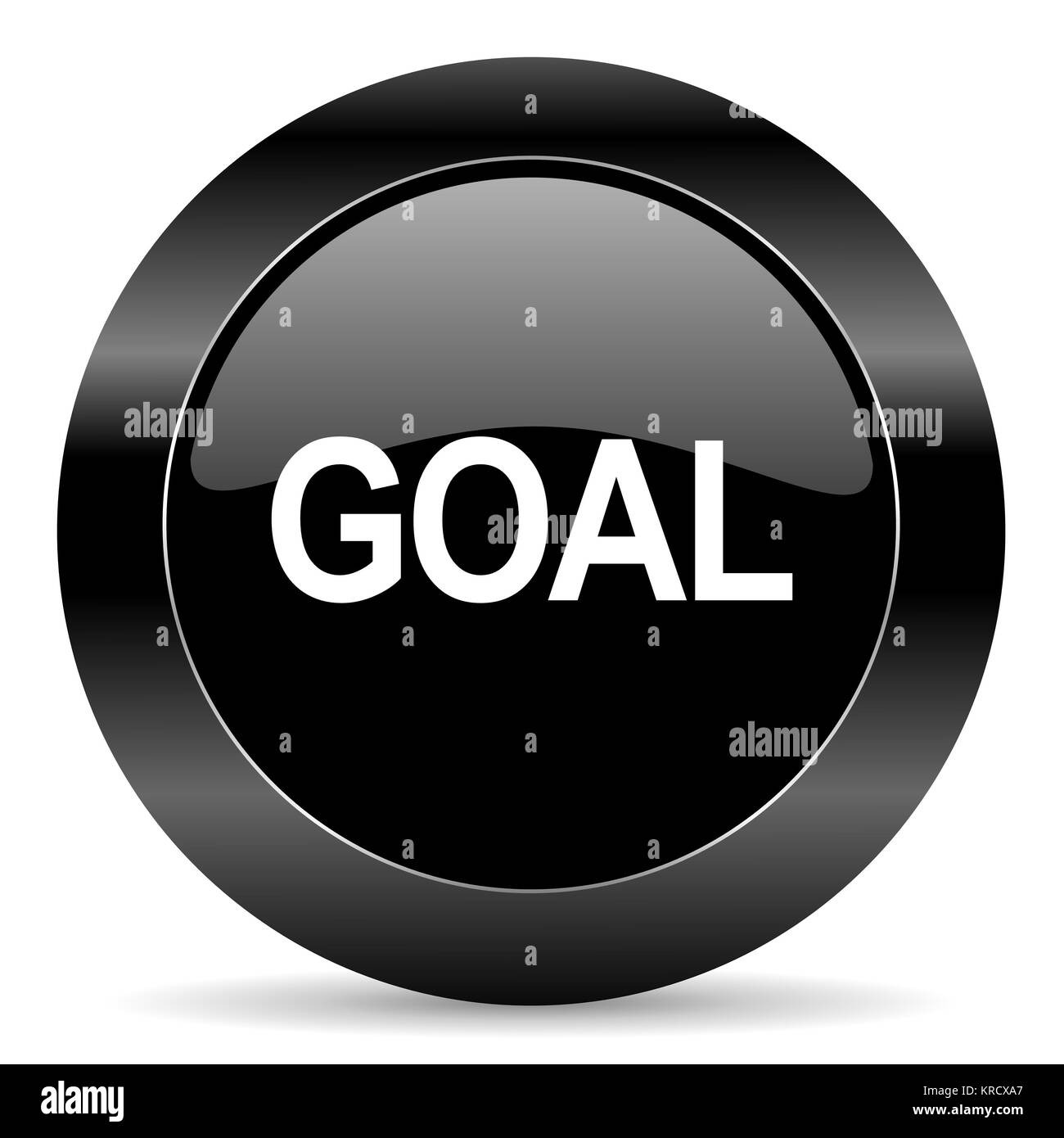 Bouton web cercle noir sur fond blanc Banque D'Images