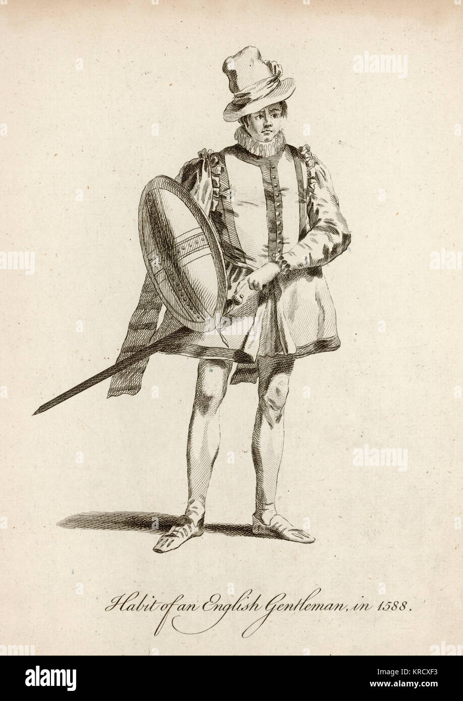 Un gentleman anglais avec son armure. Date : 1588 Banque D'Images