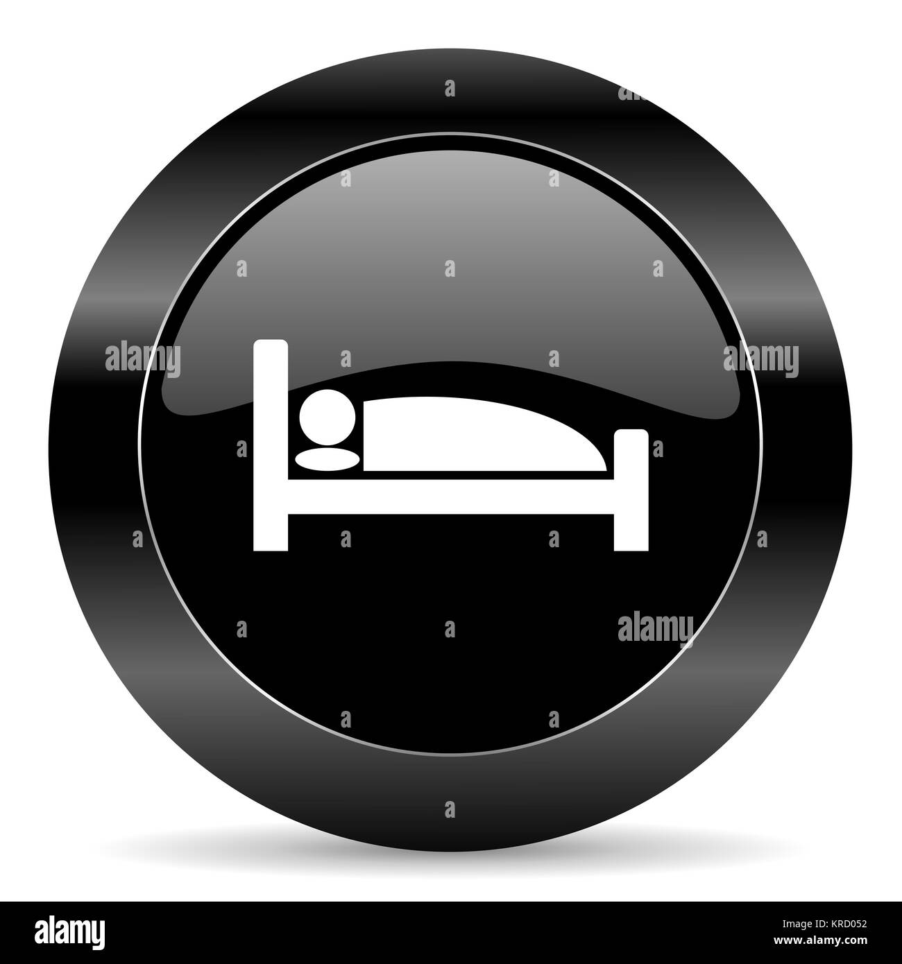 Bouton web cercle noir sur fond blanc Banque D'Images