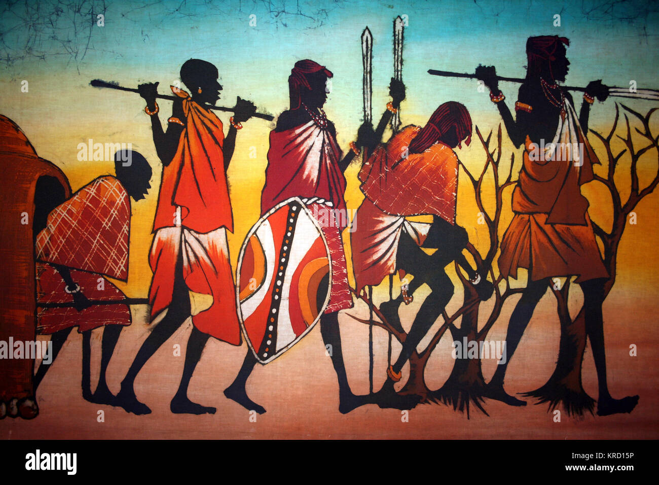 Tanzanie montrant Batik guerriers Masai Banque D'Images