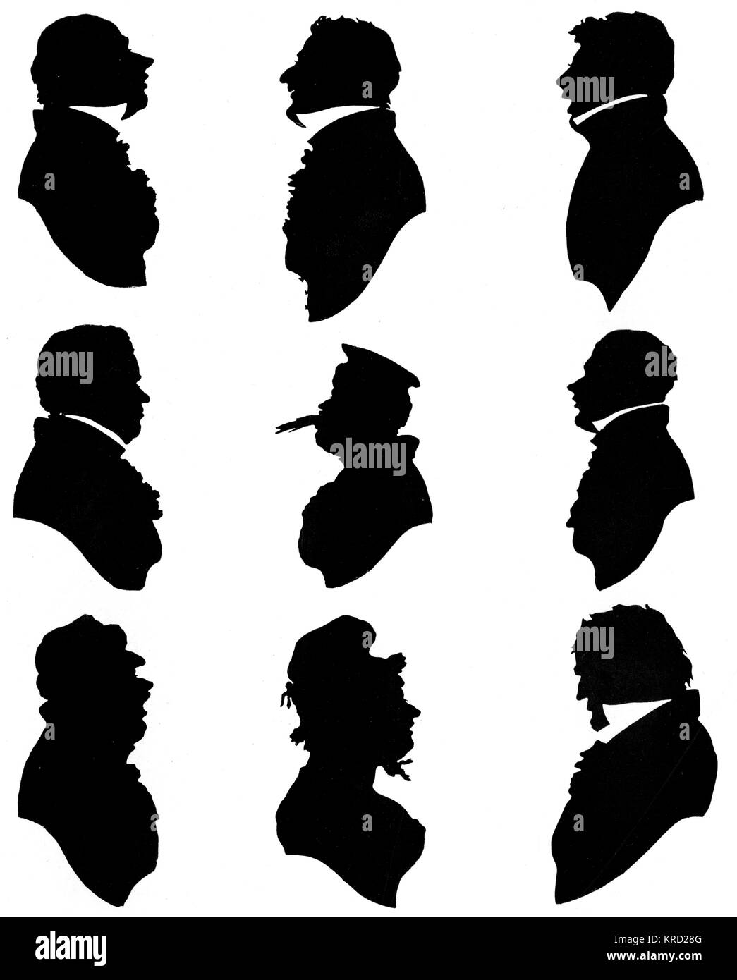Portraits silhouettes en caricature Banque D'Images