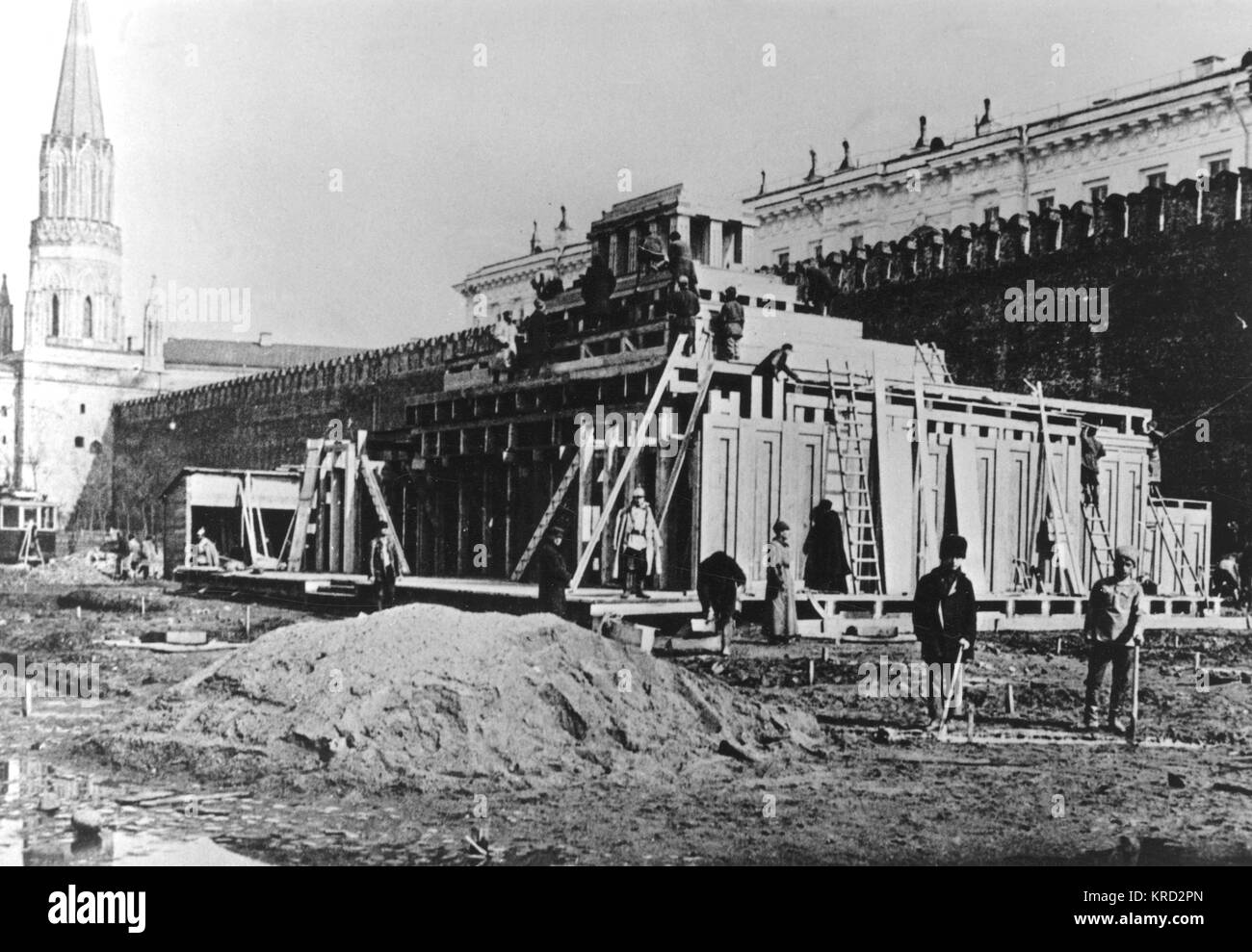 Construction du mausolée temporaire de Lénine Banque D'Images