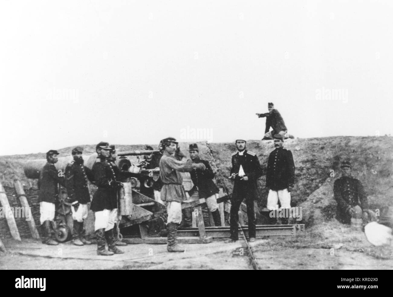 Guerre russo-turque, siège Mortar + équipage Banque D'Images