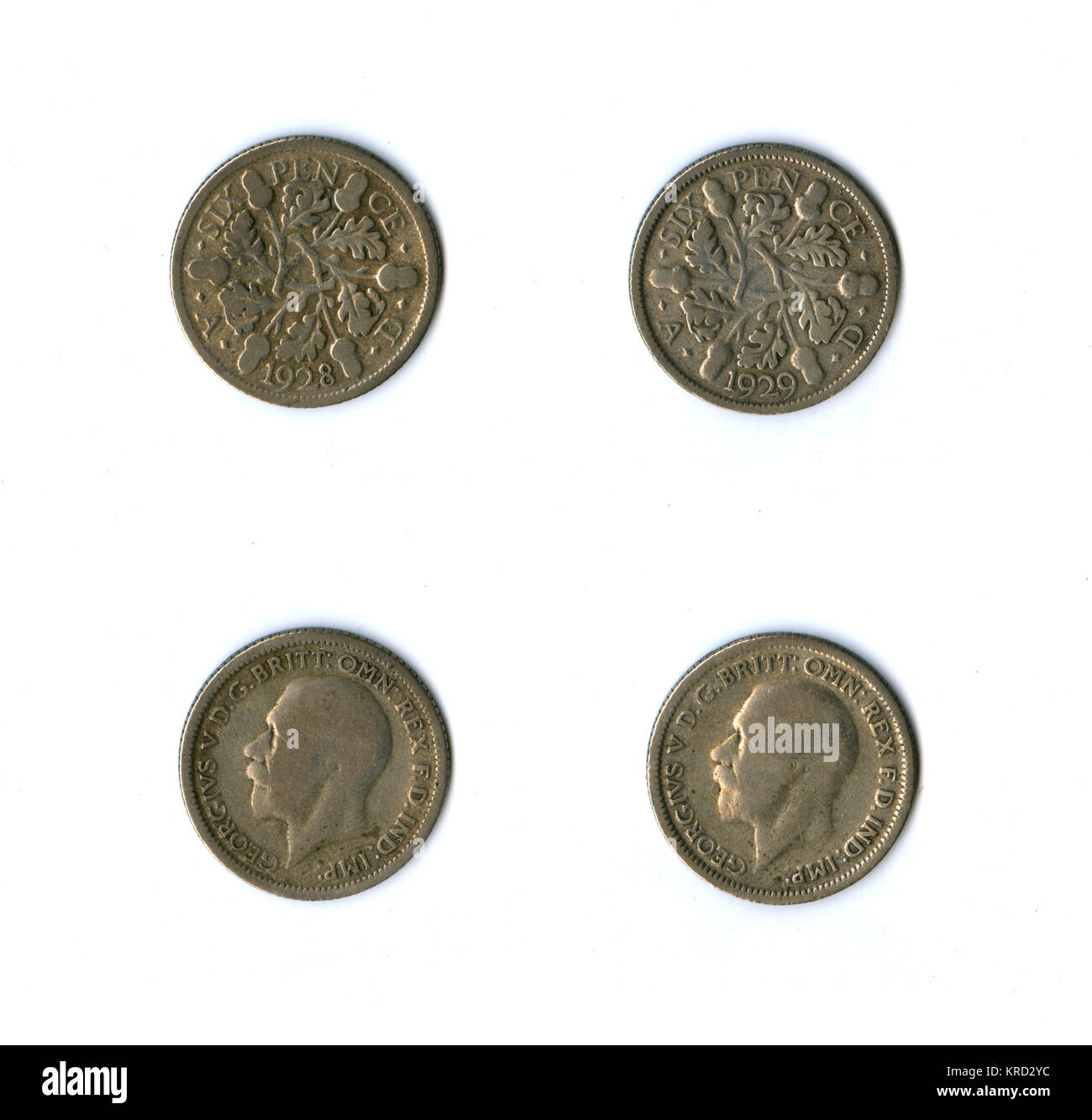 British coins, deux George V sixpences Banque D'Images
