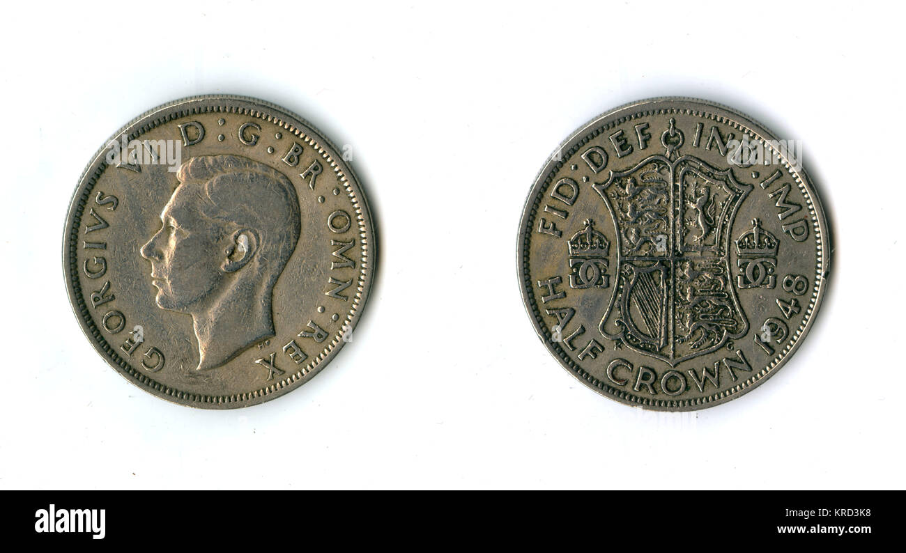 Pièce de monnaie britannique, demi-couronne George VI Banque D'Images